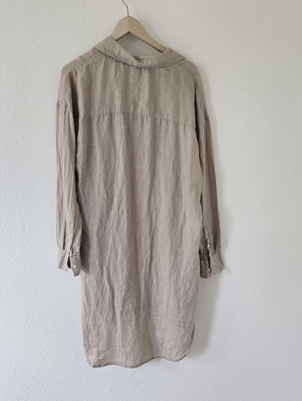 James Perse Shirt Dress Womens 3 or Large Linen With Slip Cement Button Down - Picture 8 of 15